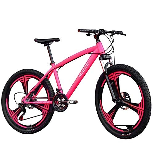Mountain Bike : YAMEIJIA Mountain bike riding 26 inch variable speed shock absorber disc brake / 21-24-27 speed, Pink, 26inch24speed