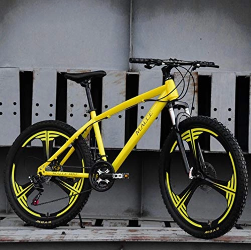 Mountain Bike : YAMEIJIA Mountain bike riding 26 inch variable speed shock absorber disc brake / 21-24-27 speed, Yellow, 26inch27speed