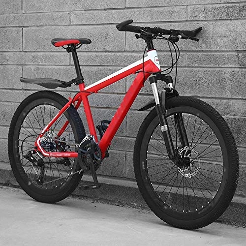 Mountain Bike : YANGDONG 21-speed Gear Adult Mountain Bike, Mountain Bike High Carbon Steel Full Suspension, High-speed Bike Double Disc Brake Outdoor Mountain Bike (Color : E, Size : 26inch)