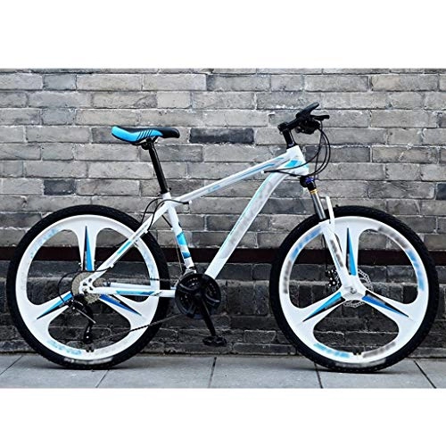 Mountain Bike : YANGDONG 21-speed Gear Adult Mountain Bike, Mountain Bike High Carbon Steel Full Suspension, High-speed Bike Double Disc Brake Outdoor Mountain Bike (Color : H, Size : 24 inch)