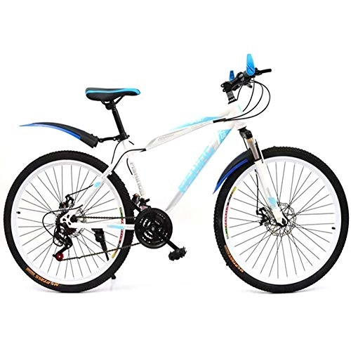 Mountain Bike : YANGSANJIN Mountain Bikes, 21 Speed Double Disc Brake Bicycle, Front+Rear Mudgard, High-Carbon Steel, Suitable, Travel, 24Inch