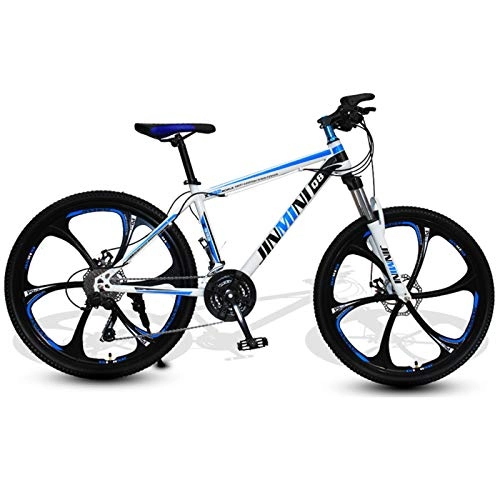 Mountain Bike : YCHBOS 26 Inch Men Lightweight Hardtail Mountain Bike, 30-speed Variable Speed High-Carbon Steel Adult Mountain Bicycle, Dual Disc Brakes Mountain Bike, Suitable from 165-185 cmWhite blue