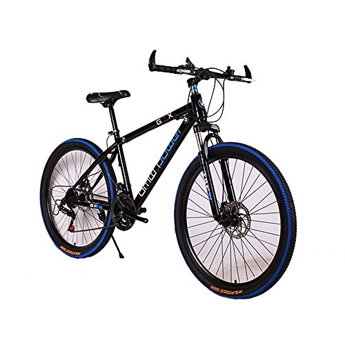 Mountain Bike : YGRSJ 26'' Mountain bike, 24 speed mountain bike double disc brake 17" aluminum frame with disc brakes white / black, Black