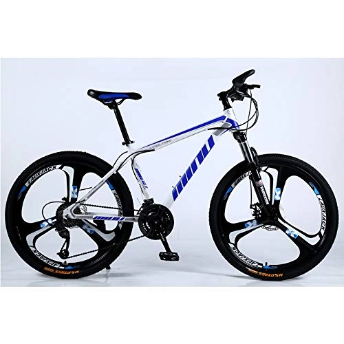 Mountain Bike : YGTMV Mountain Bike, 26 Inch Adult High Carbon Steel Shock Absorption 21 / 24 / 27 / 30 Speeds Disc Brakes Fat Bike 6 Knife Adult Outdoor Student Bicycle, Blue, 30 speed