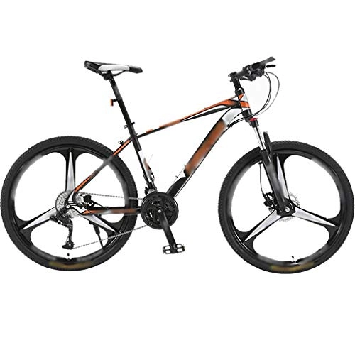 Mountain Bike : YHRJ Adult Bicycle Variable Speed Camping Mountain Bikes, Traveling Road Bikes, MTB High Carbon Steel Frame, 24 / 27spd, 24 / 26 / 27.5 Inch Wheel, Dual Disc Brakes (Color : Black orange-24spd, Size : 27.5inch)