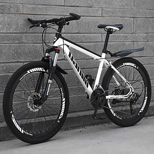 Mountain Bike : YI KE Mountain Bicycle High Carbon Steel Dual Disc Brakes with Adjustable Seat 24 inch Full Suspension MTB