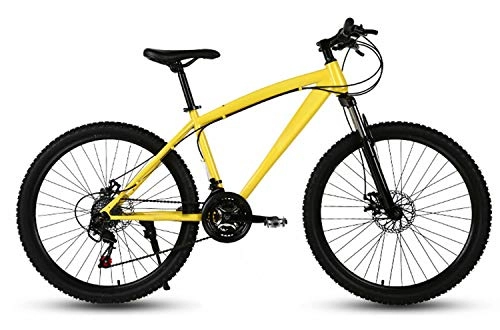 Mountain Bike : YKMY 24 / 26 inch adult variable speed mountain bike, variable speed road bike, dual disc brake off-road men and women shock absorption bike-Yellow spoke wheel_21 speed-24 inches