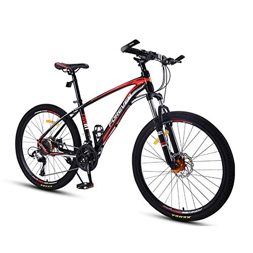 Mountain Bike : YOUSR 26 Inch Wheel Road Bike, Bicycle Dual Disc Brake Dual Suspension Mountain Bike Black Red 30 speed