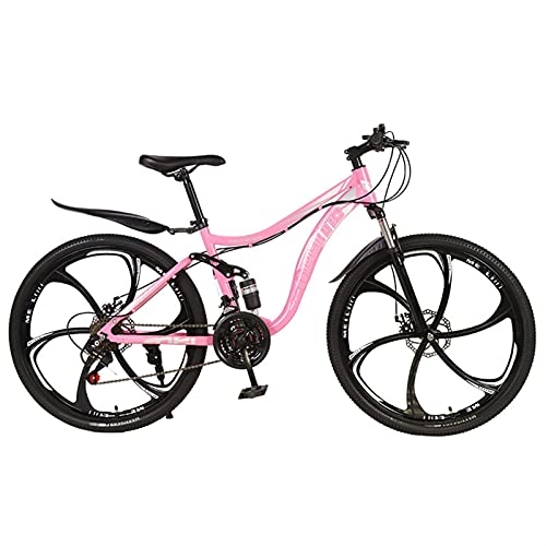 Mountain Bike : Youth / Adult 21-speed 26 Inch 6 Cutter Wheel One-wheel Multifunctional Mountain Bike, Front Suspension Of Mountain Cross-country Bike, Multiple Colors, Anti-slip Resin Pedals, High-carbon Steel Frame, f