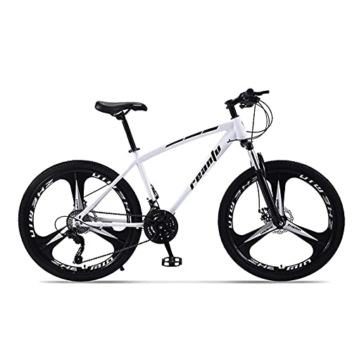 Mountain Bike : Youth / Adult Mountain Bike 24 / 26inch, City Commuter Bicycle for Men and Women, 21-30 Speed, Suspension Fork and Disc Brake, Hard Tail Road Bike (White 26inch / 21Speed)