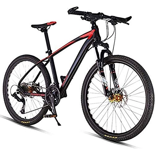 Mountain Bike : YSNJG 26 Inch 27-Speed Mountain Bikes, Dual Disc Brake Hardtail Mountain Bike, Mens Women Adult All Terrain Mountain Bike (Black / Red)