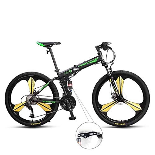 Mountain Bike : YuCar Adult 26 inch Foldable mountain bikes 27 speeds, off road bikes with magnesium alloy wheels, full suspension fork and dual shock absorbers