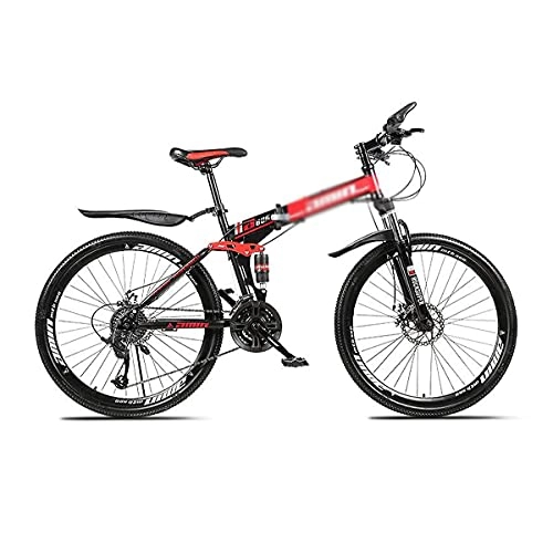 Mountain Bike : YUNLILI Multi-purpose 26 Inch Carbon Steel Mountain Bike With Disc-Brake 21 / 24 / 27-Speed With Dual Suspension Suitable For Men And Women Cycling Enthusiasts (Color : Red, Size : 21 Speed)