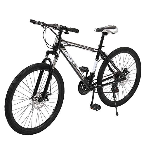 Mountain Bike : YUNYODA 26 Inch Mountain Bike, Road Bike, Shock-absorbing front fork, Full Suspension MTB Bikes for Men or Women, Black And White