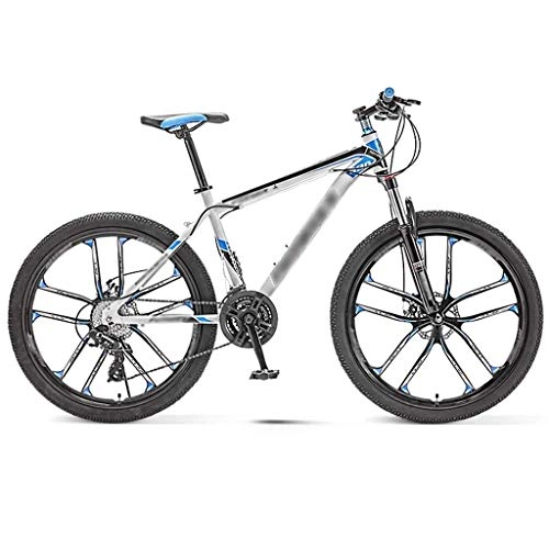 Mountain Bike : YXFYXF Dual Suspension Off-road Mountain Bike, Bicycle, Light Road Bike, 10 Knife Wheels, 30 Speed, Efficient Shock Abso. (Color : White, Size : 24 inches)