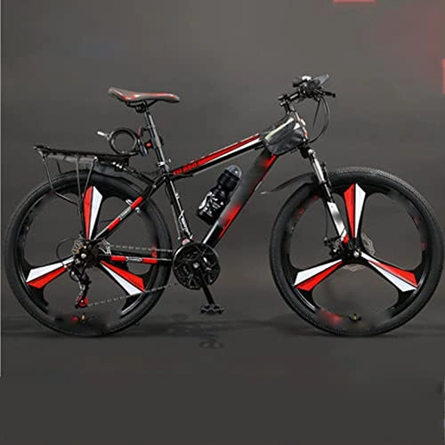 Mountain Bike : YXGLL 24 27 Speed Bicycle Frame Full Suspension Mountain Bike, 26 Inch Double Shock Absorption Bicycle Mechanical Disc Brakes Frame (red 24 speed)