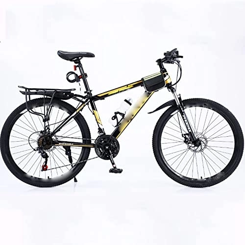 Mountain Bike : YXGLL 24 27 Speed Bicycle Frame Full Suspension Mountain Bike, 26 Inch Double Shock Absorption Bicycle Mechanical Disc Brakes Frame (yellow 24 speed)