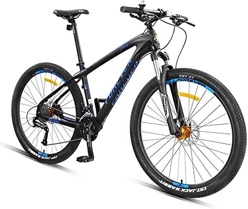 Mountain Bike : YZPTYD 27.5 Inch Mountain Bikes, Carbon Fiber Frame Dual-Suspension Mountain Bike, Disc Brakes All Terrain Unisex Mountain Bicycle, Blue, 27 Speed
