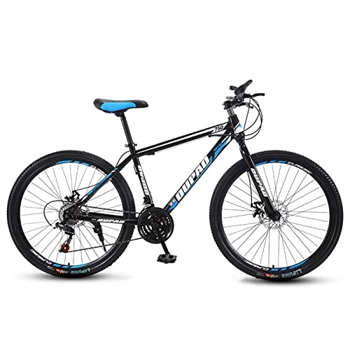 Mountain Bike : zcyg 24 / 26 Inch Mountain Bike 21 Speed MTB Bicycle With Suspension Fork, Dual-Disc Brake For Men Womens Bikes(Size:24inch, Color:Black+Blue)