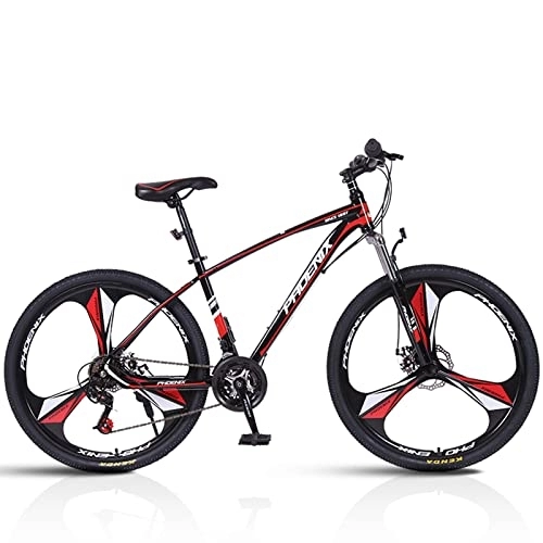 Mountain Bike : zcyg 26 Inch 27 Speed Mountain Bike High Carbon Steel, Full Suspension MTB Bicycle For Adult, Double Disc Brake Outroad Mountain Bicycle For Men Women(Color:Black+Red)