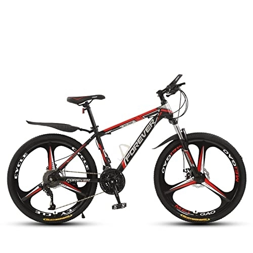 Mountain Bike : zcyg 26 Inch Mountain Bike, 21 Speed Bicycle, Full Suspension MTB Cycling Road Racing With Anti-Slip Double Disc Brake For Men Women(Size:B, Color:Black+Red)