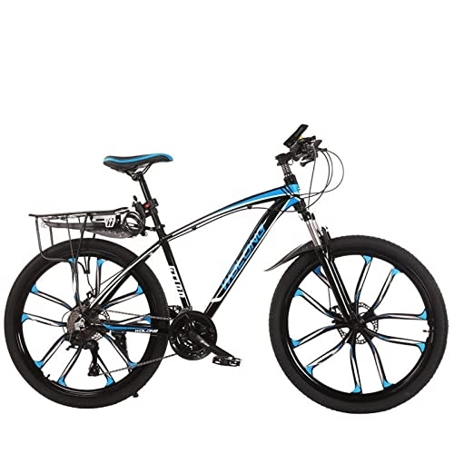 Mountain Bike : zcyg 26 Inch Mountain Bike 21 Speed MTB Bicycle, Dual-Disc Brake For Men Womens Bikes(Size:Ten-knife wheel, Color:Black+Blue)