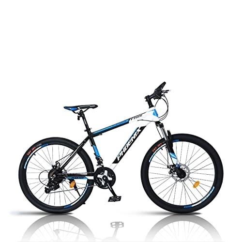 Mountain Bike : zcyg Adult Mountain Bike, 24 Speed Drivetrain, 26 Inch Wheels, High Carbon Steel, Lock-Out Suspension Fork And Dual Disc Brake, Hardtail Bicycle For Mens Womens(Color:Black+Blue)