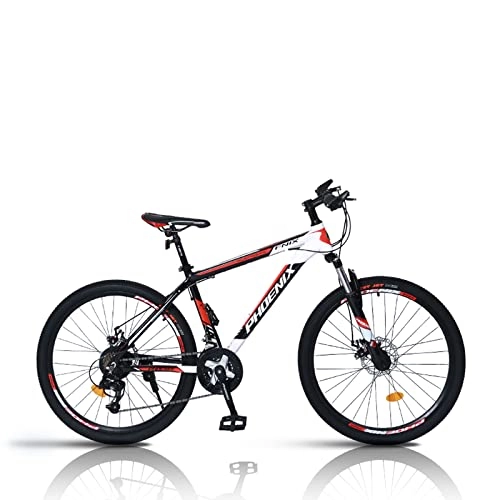 Mountain Bike : zcyg Adult Mountain Bike, 24 Speed Drivetrain, 26 Inch Wheels, High Carbon Steel, Lock-Out Suspension Fork And Dual Disc Brake, Hardtail Bicycle For Mens Womens(Color:Black+Red)