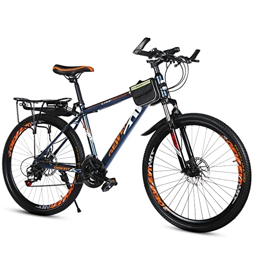Mountain Bike : zcyg Mountain Bike For Adults, 21 Speed, Disc Brake, Bicycle 26 Inch Wheels(Size:26inch, Color:Black+Orange)