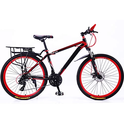 Mountain Bike : ZHEDYI High Carbon Steel Mountain Bike, 21 / 24 / 27 / 30 Variable Speed Optional Bicycle, 24 / 26 Inch Shock-absorbing Double Brake Bicycles, For Men, Women, Adults, Youth (Color : C-26in, Size : 27speed)