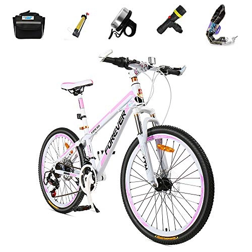 Mountain Bike : ZHIPENG 26-Inch Women's Mountain Bikes Adult 24-Speed Shift Bike, Dual Disc Brakes, Shock-Absorbing Front Fork, Effective Protection of The Car Body