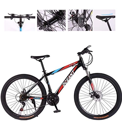 Mountain Bike : ZHIPENG Adult Mountain Bike, 24 / 26 Inch Wheels, Mountain Trail Bike High Carbon Steel Folding Outroad Bicycles, 21-Speed Bicycle Full Suspension MTB, Red, 26 inches