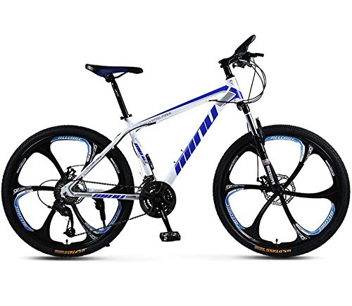Mountain Bike : ZJMWQ Mountain Bike 2426-Inch 30-Speed Men'S Mountain Bicycle High-Carbon Steel Hard-Tail With Front Suspension Adjustable Seat, Disc Brake For Boys And Girls 120kg Load, Blue-24