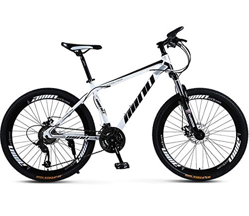 Mountain Bike : ZJMWQ Mountain Bike 2426-Inch 30-Speed Men'S Mountain Bicycle High-Carbon Steel Hard-Tail With Front Suspension Adjustable Seat, Disc Brake For Boys And Girls 120kg Load, White-24