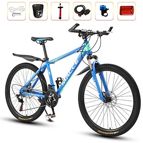 Mountain Bike : ZLMI 26 Inch Adult Mountain Bike, 24-Speed Variable Speed Bicycle, Aluminum Alloy Mountain Brake, Outdoor Full Suspension MTB Gears Dual Disc, Blue