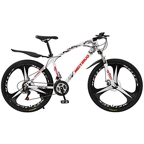 Mountain Bike : ZLMI Mountain Bike 26-Inch 27-Speed Adult Speed Bicycle Student Outdoors Bikes, Dual Disc Brake Hardtail Bike, Adjustable Seat, High-Carbon Steel Frame MTB Country Gearshift Bicycle, White