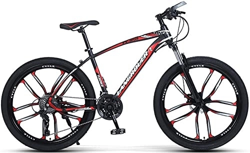 Mountain Bike : ZLYJ 26 Inch Adults Mountain Bikes, Carbon Steel Frame Hardtails Bicycles, Double Front Disc Brake Front Suspension D, 26inch