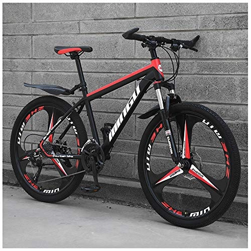 Mountain Bike : ZMCOV 24 / 26 Inch Mountain Bikes, Mountain Bicycle with Front Suspension Adjustable Seat, High-Carbon Steel Hardtail MTB, 3 Spoke, 30 Speed, 24Inch