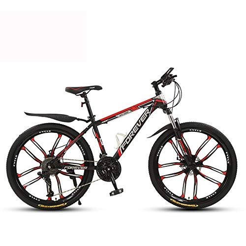 Mountain Bike : ZMCOV 24 / 26 Inches Mountain Bike, MTB Bicycle with 10 Cutter Wheel, Unisex, Summer Travel Outdoor Bicycle, High-Carbon Steel Hardtail Road Bikes, 21 speed, 24Inch