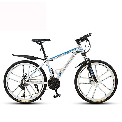 Mountain Bike : ZMCOV Mountain Bicycle with 10 Cutter Wheel, High-Carbon Steel Hardtail Mountain Bike, Road Bikes with Front Suspension Adjustable Seat, 21 speed, 24Inch