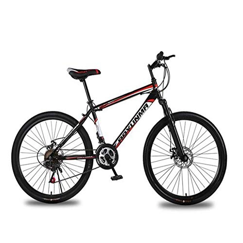 Mountain Bike : ZMJY Mountain Bike, 26-Inch Steel Frame Material 21 Speed Adjustable Front And Rear Disc Brakes for Outdoor Travel
