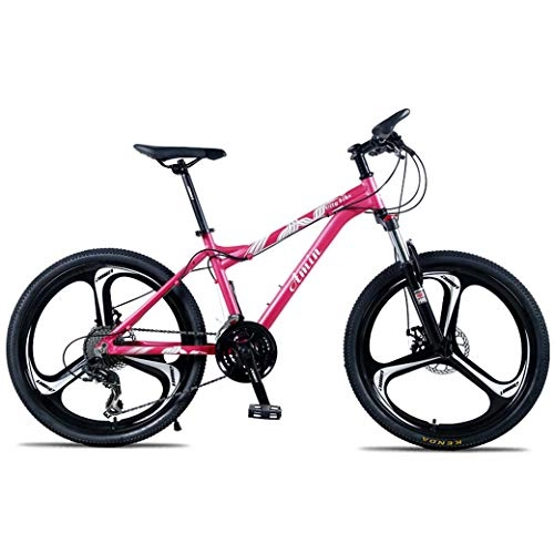 Mountain Bike : ZTYD 24In 21-Speed Mountain Bike for Adult, Lightweight Aluminum Alloy Full Frame, Wheel Front Suspension Female off-road student shifting Adult Bicycle, Disc Brake, Pink 8