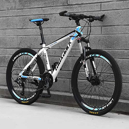 Mountain Bike : zxcvb 24 / 26 Inch Mountain Bike, Hardtail Mountain Bikes, High Carbon Steel, Dual Disc Brake, 21-Speed Drivetrain, Off-Road Bicycle for Men and Women with 176-195cm
