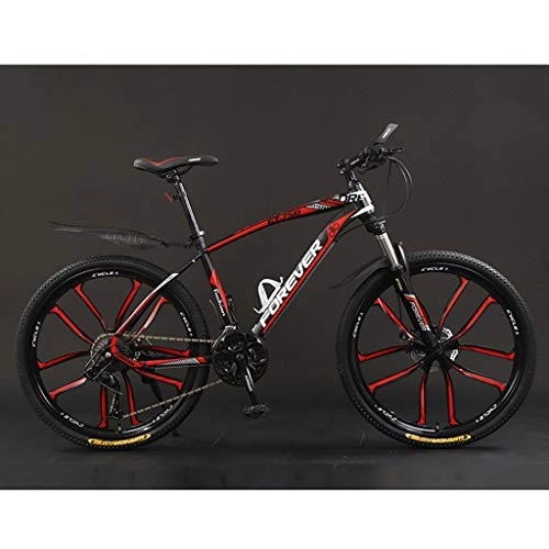 Mountain Bike : zxcvb Adult Mountain Bike, 26 inch 21 / 24 / 27 / 30-Speed Bicycle Full Suspension MTB ​​Gears Dual Disc Brakes Variable Speed Bicycle, High-carbon Steel Outdoors Trail Bike