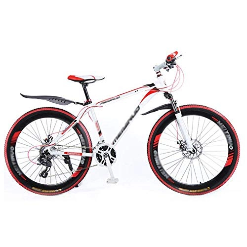 Mountain Bike : ZXL Mountain Bikes, Bicycle Disc Brake Wheel Front Suspension Lightweight Aluminum Alloy Full Frame 26In 21-Speed for Adult Mens-White Blue, White Red