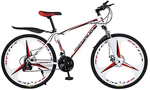 Mountain Bike : ZXL Mountain Bikes, Mountain Bike 21 Speed 26 inch Full Suspension MTB Double Disc Brake Bicycles Stronger Frame Disc Brake Sports Outdoors-Red White, Red White
