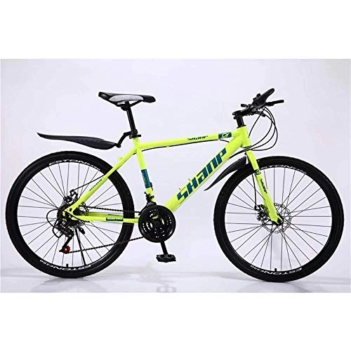 Mountain Bike : ZXM Country Mountain Bike, 24 / 26 Inch Double Disc Brake, Adult MTB Country Gearshift Bicycle, Hardtail Mountain Bike with Adjustable Seat Carbon Steel Yellow Spoke Wheel