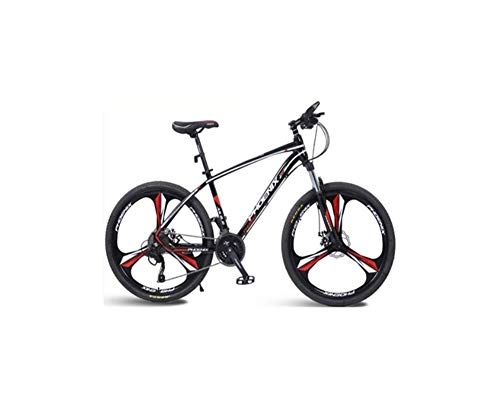 Mountain Bike : ZYHZP Bicycle Folding Mountain Bike Bicycle (Color : Black red, Size : 26 inches)