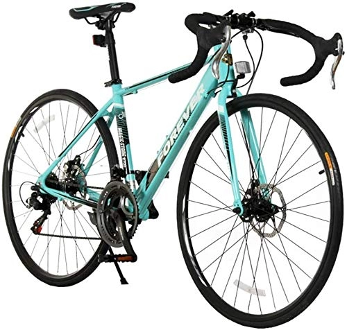 Road Bike : 14 Speed Road Bike, 27 Inch Adult Disc Brakes Lightweight Aluminium Road Bike, Adjustable Seat & Handlebar (Color : Blue)