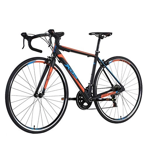 Road Bike : 14 Speed Road Bike, Adult Men Aluminum Frame City Utility Bike, Disc Brakes Racing Bicycle, Perfect for Road Or Dirt Trail Touring, Blue FDWFN (Color : Orange)